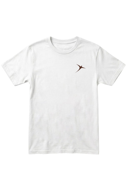 Be The Salt white t-shirt front view with Repent Club bird logo, faith-based Christian apparel